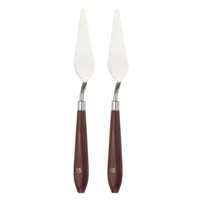 HARFINGTON 2pcs Palette Knife Painting Tool 3.27" x 1.06" Stainless Steel Art Spatula Pallet Knives Scrapers Tools with Plastic Handle for Acrylic Oil Canvas Mixing Spreading, Red/Silver - size: 3.27" x 1.06"