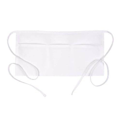 FAME 3 Pocket Waist Apron F9-34" L X 23" W - 65/35 Poly/Cotton Twill - Waitress/Waiter Apron - One Size Fits Most - Unisex - color: White