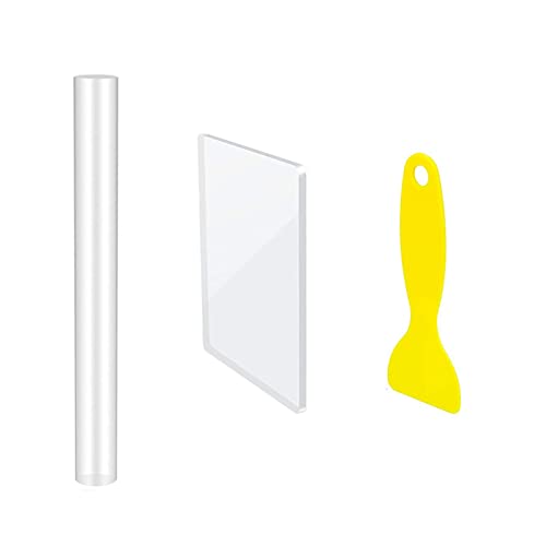 11 Pieces Acrylic Clay Roller Set Clay DIY Tool Rolling Pin Clay Cutter Acrylic Sheet Backing Board Modeling Sculpting Tools Suitable for Home, 7Pcs, 15cmx10cm