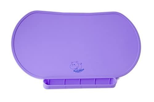 Silicone Children's Place Mat - Baby Mumbo | Food-Grade Quality with Unique Raised Edges for Spill Prevention | Lightweight, Portable, and Spill-Proof Tray (Precious Purple) - color: Precious Purple