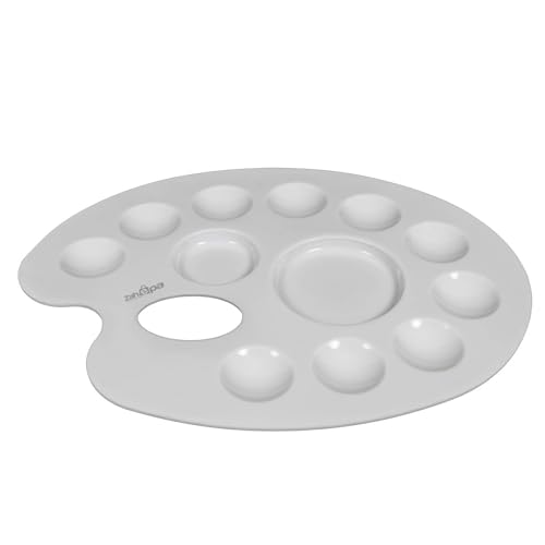 ZAHEPA Oval Paint Tray, Plastic Palette Paint Tray, Painting Palette with 12 Comparments & Thumb Hole, Art Supplies for DIY Crafts, Oil Paint, Watercolor, Acrylic - Ideal for School & Professional - style: Oval - 12 Compartments