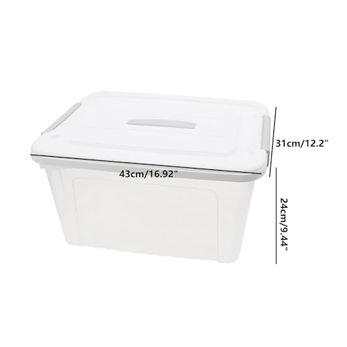 Plastic Bin with Lid, 1PCS Transparent Storage Box Office Container with Lids Platic Hangers Office Storage Bins Clothes Hangers Wardrobe Sundries Organizer - size: 43*31*24cm/16.92*12.2*9.44"