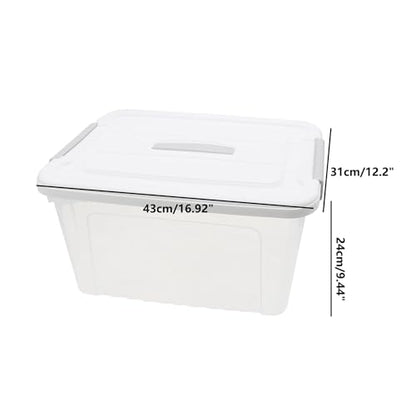 Plastic Bin with Lid, 1PCS Transparent Storage Box Office Container with Lids Platic Hangers Office Storage Bins Clothes Hangers Wardrobe Sundries Organizer - size: 43*31*24cm/16.92*12.2*9.44"