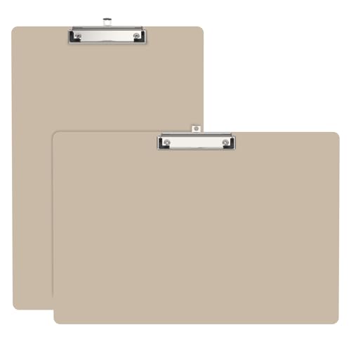 Extra Large 11x17 Clipboards, Landscape and Vertical Layout 2 Pack | Khaki Plastic Drawing Boards with Low Profile Clip. Suitable for Watercolor, Sketching, Painting. Art & Drafting Supply - color: Khaki