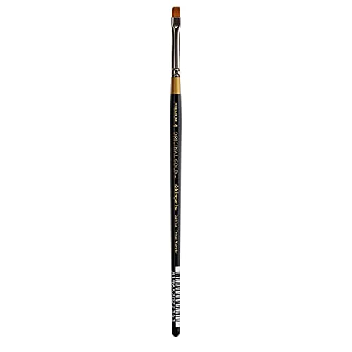 KINGART Premium Original Gold 9450-4 Chisel Blender Bright Series Artist Brush, Golden Taklon Synthetic Hair, Short Handle, for Acrylic, Watercolor, Oil and Gouache Painting, Size 4 - size: 4