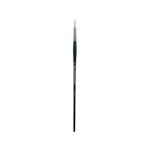 Creative Mark Imperial Professional Chungking Hog Bristle Brush - Round # 6, Handmade Long Handle Oil Paint Brushes for Artists, Nickel-Plated Brass Ferrules, Stiff Yet Soft Natural Bristles - size: #6