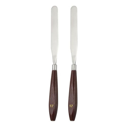 HARFINGTON 2pcs Palette Knife Painting Tool 4.33 x 0.67 Stainless Steel Art Spatula Pallet Knives Scrapers Tools with Beech Wood Handle for Acrylic Oil Canvas Mixing Spreading, Red/Silver