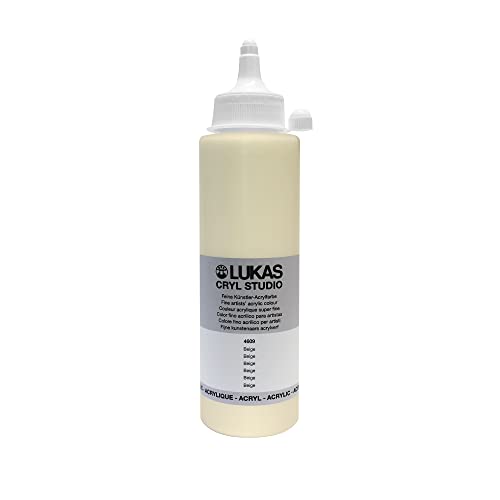 Lukas CRYL Studio Artist Acrylic Paint, Beige, 250 ml Bottle - High Pigment Acrylic Paints for Canvas Painting, Large Scale Works - Medium-Viscosity, Water-Mixable, Fast Drying - color: Beige, size: 250 ml Bottle