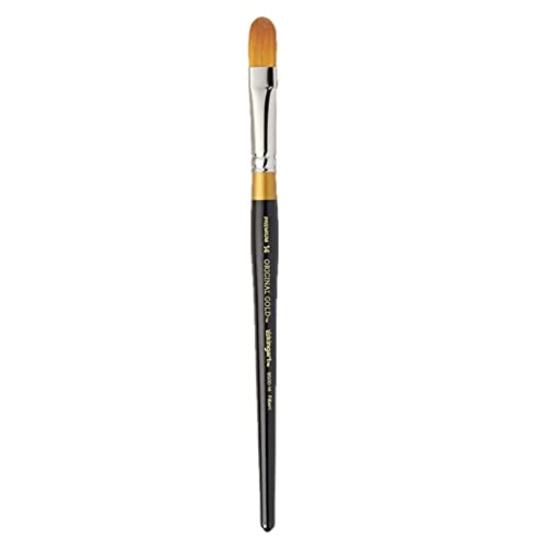KINGART Premium Original Gold 9500-14 Filbert Series Artist Brush, Golden Taklon Synthetic Hair, Short Handle, for Acrylic, Watercolor, Oil and Gouache Painting, Size 14 - size: Size 14