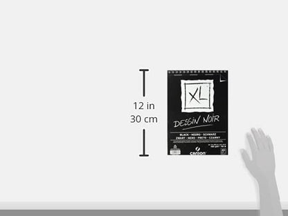 CANSON XL Black Drawing 150gsm A4 Paper, Double Sided: Grained & Smooth, Spiral Pad Short Side, 40 Black Sheets, For Professional Artists & Illustrators - size: A4