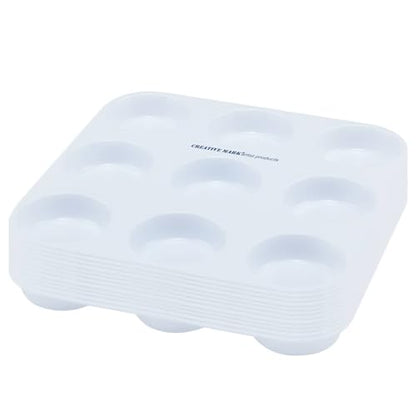 Creative Mark 9-Well Plastic Muffin Tray Paint Palette - Pack of 12, Durable, Reusable, Solvent-Resistant, with Oversized Paint Wells for Students, Artists, Teachers - 60ml (2oz) per Well - size: 9 Wells