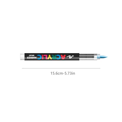 Bisofice Acrylic Paint Markers Set with Nylon Brush Tip Fast Drying Ink for Rock Glass Wood Ceramic Canvas Fabric Plastic Metal Tire Leather Smooth Coverage with 10pcs Elastic Nib (366)