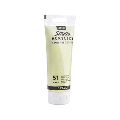 PEBEO - Acrylic Fine Studio Acrylics - Bright Yellow - Bright Yellow 100ml/3.38oz, 100 ml Tubes (831-051) - color: Bright Yellow