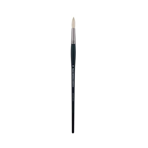 Creative Mark Imperial Professional Chungking Hog Bristle Brush - Round # 10, Handmade Long Handle Oil Paint Brushes for Artists, Nickel-Plated Brass Ferrules, Stiff Yet Soft Natural Bristles - size: #10