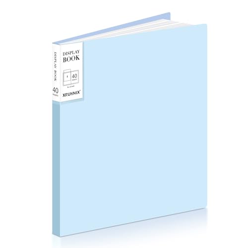 XRUNMIX Art Portfolio 8.5X 11 Inch, 40 Pockets (80 Pages Capacity) Letter Size Display Book with Clear Sheet Protectors, Presentation Folder for Artwork/Documents/Photos - color: Airy Blue