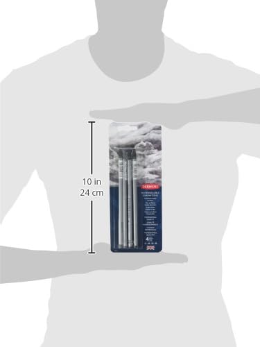 Derwent Watersoluble Graphitone Pencils, Fine Point, Black, 4 Pencils per Pack (34304)