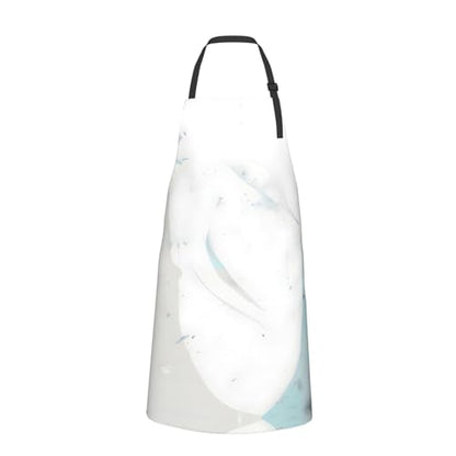 Round watercolor painting Heavy Duty Waterproof Apron with Pockets for AdultsResistant Grilling, Gardening, Painting - color: Blue and White Art