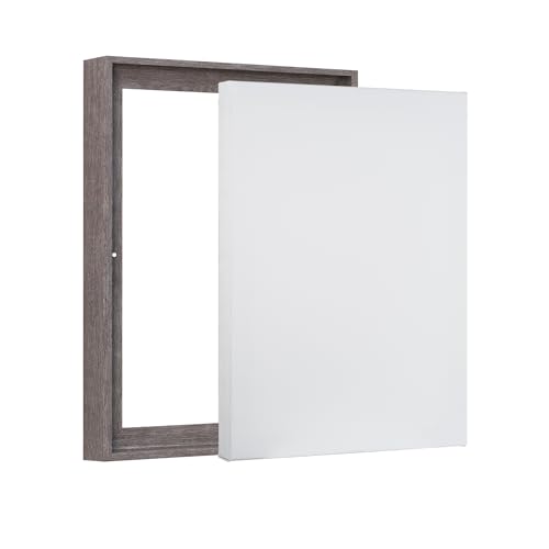 Pixy Canvas Value Pack of 10x30 Stretched Canvas 1-1/4 (1.25) inch deep and Floater Frame for Your Paintings/Artwork/Wall Art/Wall Decor (Rustic Gray, 10 x 30 inch, Portrait) - color: Rustic Gray, size: 10 x 30 inch