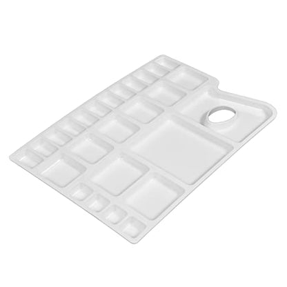 ZAHEPA Paint Tray, Large Paint Palette Tray with Thumb Hole, Plastic Paint Tray Palette with 16 Color Compartments, 8 Mixing & 2 Water Storage Areas, Watercolor Mixing Tray, Art Palette for Artists - style: Rectangle - 16 Compartments