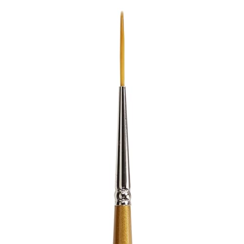 KINGART Premium Original Gold 9050-6/0 Script Liner Series Artist Brush, Golden Taklon Synthetic Hair, Short Handle, for Acrylic, Watercolor, Oil and Gouache Painting, Size 6/0