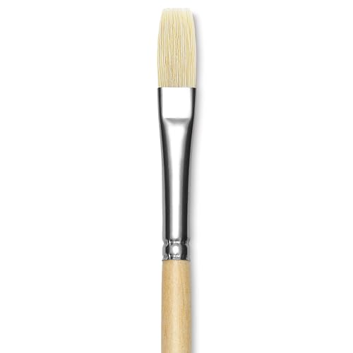 Utrecht Rhenish Pure Hog Bristle Brush - Flat, Size 5, Long Handle