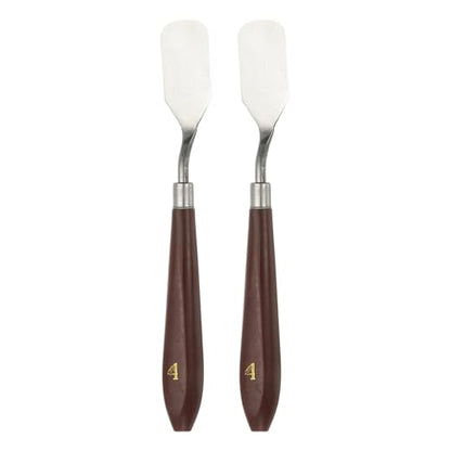 HARFINGTON 2pcs Palette Knife Painting Tool 0.91" x 1.77" Stainless Steel Art Spatula Pallet Knives Scrapers Tools with Plastic Handle for Acrylic Oil Canvas Mixing Spreading, Red/Silver