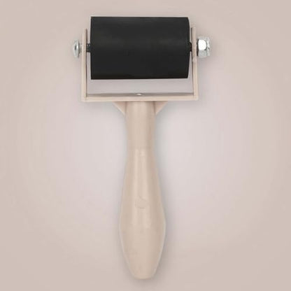 Estink 3.5cm Printmaking Brayer Rubber Roller Art Stamping Tool with Durable Rubber Roller for Block Printing Ink Painting (Silver) - color: Silver