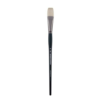 Creative Mark Imperial Professional Chungking Hog Bristle Brush - Flat # 14, Handmade Long Handle Oil Paint Brushes for Artists, Nickel-Plated Brass Ferrules, Stiff Yet Soft Natural Bristles - size: #14