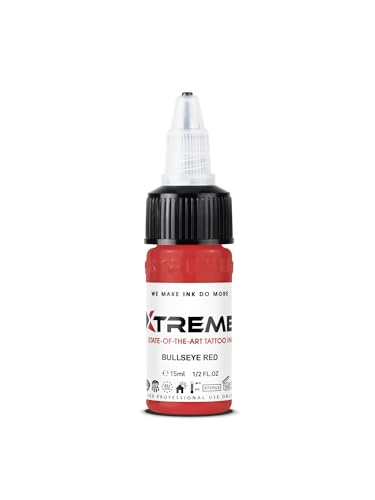 Xtreme Tattoo Ink, Versatile Medium Viscosity for Precision Tattooing, Rich Hue, Quick Healing, Acrylic-Free, Water Based and Premium Quality - Ready-to-Use Tattoo Ink (Bulllseye Red, 0.5 oz) - color: Bullseye Red, size: 0.5 fl oz