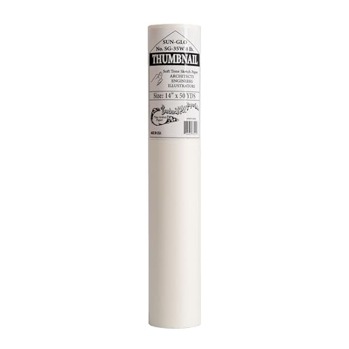 Borden & Riley 14" x 50 Yards #35C Sun-Glo Thumbnail Sketch Paper, 8 Lb, White, 1 Roll Each - color: White, size: 14" x 50 Yards