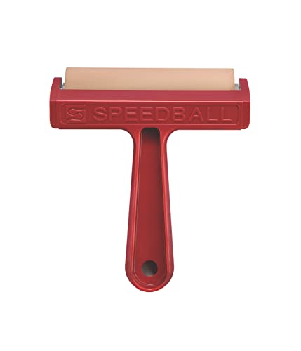 Speedball Pop-in Soft Rubber Brayer, 4-Inch Roller for Block Printing, Relief Printing, and Mixed Media Art