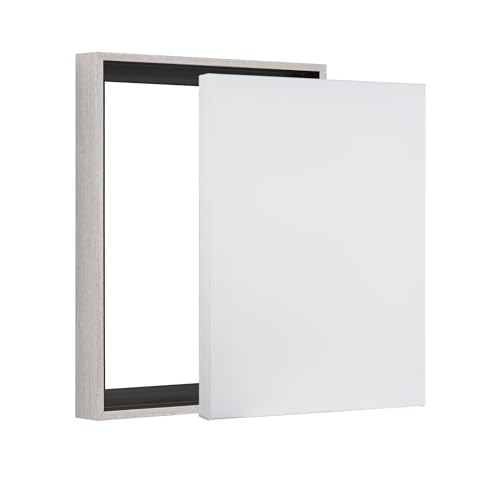 Pixy Canvas Value pack of 8x10 Stretched Canvas 1-1/2 (1.5) inch deep and Floater Frame for Your Paintings/Artwork/Wall Art/Wall Decor (Antique Silver, 8 x 10 inch, Portrait) - color: Antique Silver, size: 8 x 10 inch
