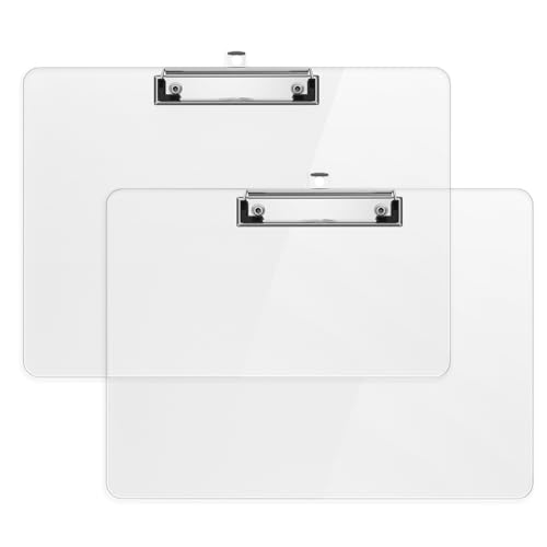 Horizontal Plastic Clipboards, Clear 8.5 x 11 Clip Board(2 Pack) | Landscape Layout, Size 9 x 12.5 in for Classroom, Students, Teacher, Office & School Supply - color: Clear