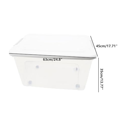 Plastic Bin with Lid, 1PCS Transparent Storage Box Office Container with Lids Platic Hangers Office Storage Bins Clothes Hangers Wardrobe Sundries Organizer - size: 63*45*35cm/24.8*17.71*13.77"