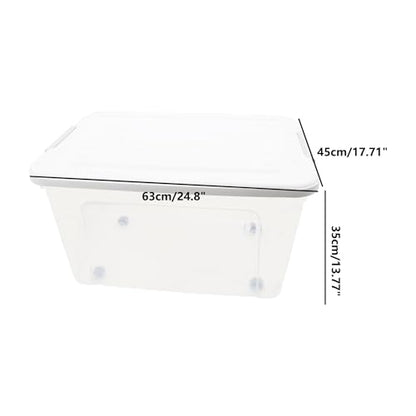 Plastic Bin with Lid, 1PCS Transparent Storage Box Office Container with Lids Platic Hangers Office Storage Bins Clothes Hangers Wardrobe Sundries Organizer - size: 63*45*35cm/24.8*17.71*13.77"