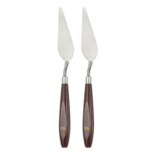 HARFINGTON 2pcs Palette Knife Painting Tool 3.27 x 1.06 Stainless Steel Art Spatula Pallet Knives Scrapers Tools with Beech Wood Handle for Acrylic Oil Canvas Mixing Spreading, Red/Silver - size: 3.27" x 1.06"