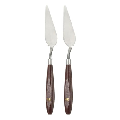 HARFINGTON 2pcs Palette Knife Painting Tool 3.27 x 1.06 Stainless Steel Art Spatula Pallet Knives Scrapers Tools with Beech Wood Handle for Acrylic Oil Canvas Mixing Spreading, Red/Silver - size: 3.27" x 1.06"