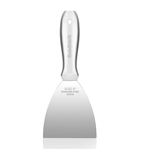 Goldblatt 4" Putty Knife, One-Piece Paint Scraper Tool, All Stainless Steel Joint Knife with Flexible Blade, Seamless Design, Metal Ergonomic Handle - for Drywall Repairing, Finishing and Scraping