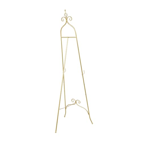 Deco 79 Metal Scroll Display Easel 3 Tier Floor Standing Easel, Display Stand 21" x 21" x 63", Gold - color: Gold