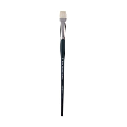 Creative Mark Imperial Professional Chungking Hog Bristle Brush - Bright # 12, Handmade Long Handle Oil Paint Brushes for Artists, Nickel-Plated Brass Ferrules, Stiff Yet Soft Natural Bristles - size: #12
