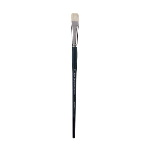Creative Mark Imperial Professional Chungking Hog Bristle Brush - Bright # 12, Handmade Long Handle Oil Paint Brushes for Artists, Nickel-Plated Brass Ferrules, Stiff Yet Soft Natural Bristles - size: #12