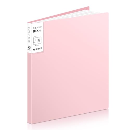 XRUNMIX Art Portfolio 8.5X 11 Inch, 40 Pockets (80 Pages Capacity) Letter Size Display Book with Clear Sheet Protectors, Presentation Folder for Artwork/Documents/Photos - color: Blush Pink
