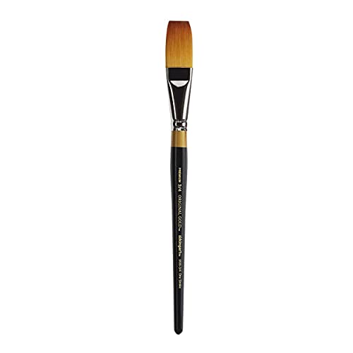 KINGART Premium Original Gold 9100-3/4 ONE Stroke Series Artist Brush, Golden Taklon Synthetic Hair, Short Handle, for Acrylic, Watercolor, Oil and Gouache Painting, Size 3/4" - size: Single - 3/4"