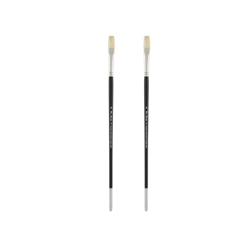 Creative Mark Pro Stroke Premium White Chungking Hog Bristle Artist Paint Brush - Flat # 6-2 Pack - Natural Bristle Brush w/Great Control Suitable for Oils, Watercolors, Acrylics, Alkyds, Caseins - size: 6 - 2 Pack