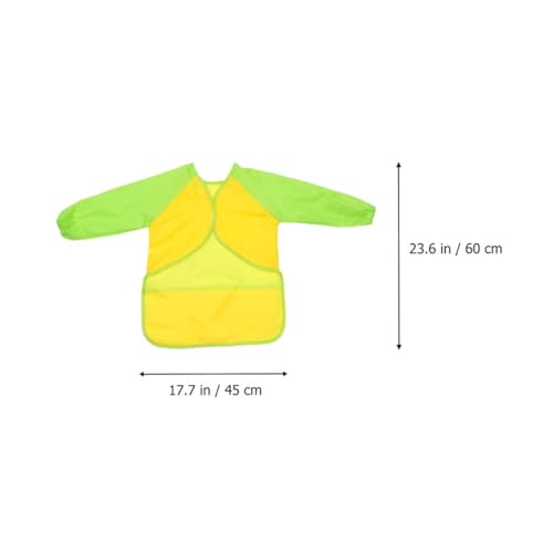 Veemoon 2pcs Waterproof Long Sleeve Aprons with 3 Pockets for Artists, Medium Size Painting Smocks in Blue and Yellow for Arts, Crafts, and DIY Activities