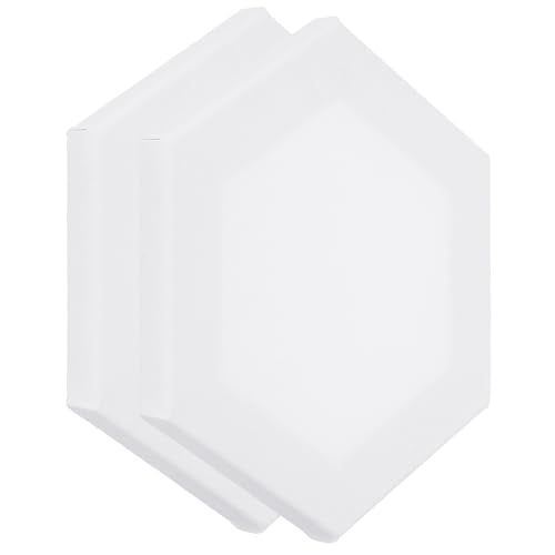 PATIKIL Paint Canvases for Painting, 2 Pack 12x10 Inch Hexagon Wood Frame Stretched Blank Art Canvas Board Panels for Acrylic, Oil, Tempera Painting, White - size: 12x10 Inch