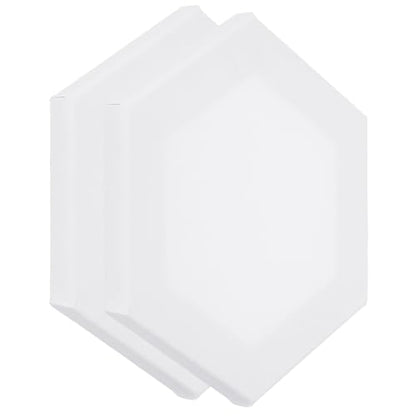 PATIKIL Paint Canvases for Painting, 2 Pack 12x10 Inch Hexagon Wood Frame Stretched Blank Art Canvas Board Panels for Acrylic, Oil, Tempera Painting, White - size: 12x10 Inch