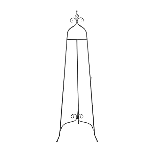 Deco 79 Metal Scroll Display Easel Adjustable 3 Tier Floor Standing Easel with Chain Support and Swirl Finial, Display Stand 21" x 23" x 63", Black - color: Black