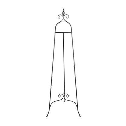 Deco 79 Metal Scroll Display Easel Adjustable 3 Tier Floor Standing Easel with Chain Support and Swirl Finial, Display Stand 21" x 23" x 63", Black - color: Black