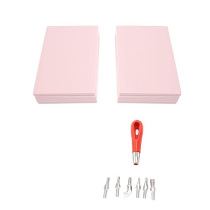 WAHEWUD Stamp Making Kit for Printmaking, Linocut Tools with 8 Rubber Carving Blocks and 6 Blades, Soft Linoleum Cutter Set for DIY Crafts, Scrapbooking Art Hobby